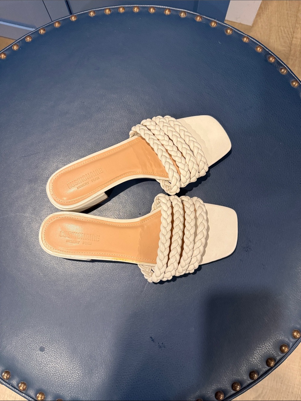 Woven Slide Sandals in Cream by Comfortelle